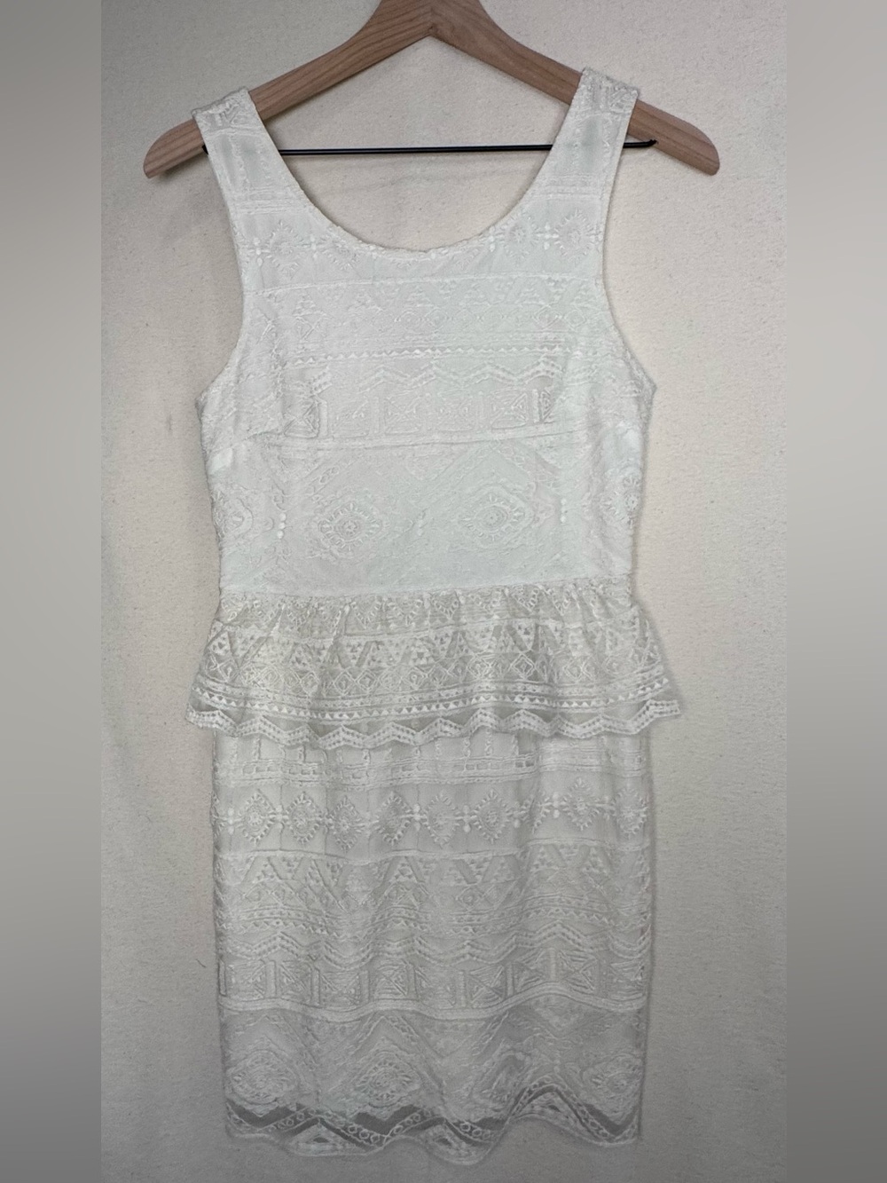 American Eagle Outfitters White Lace Peplum Sheath Dress